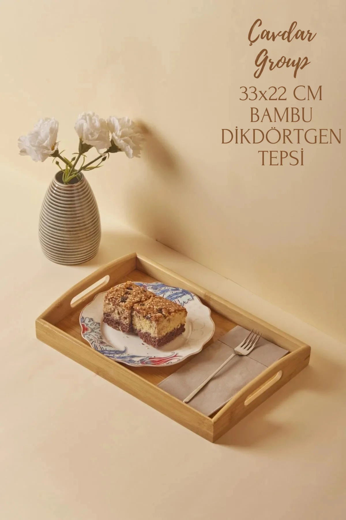 Çavdar Group Bambu 33x22 Cm Tepsi Kulplu Çay Kahve Servis Tepsisi" Tepsiler / Fırın Kapları Fiyatı