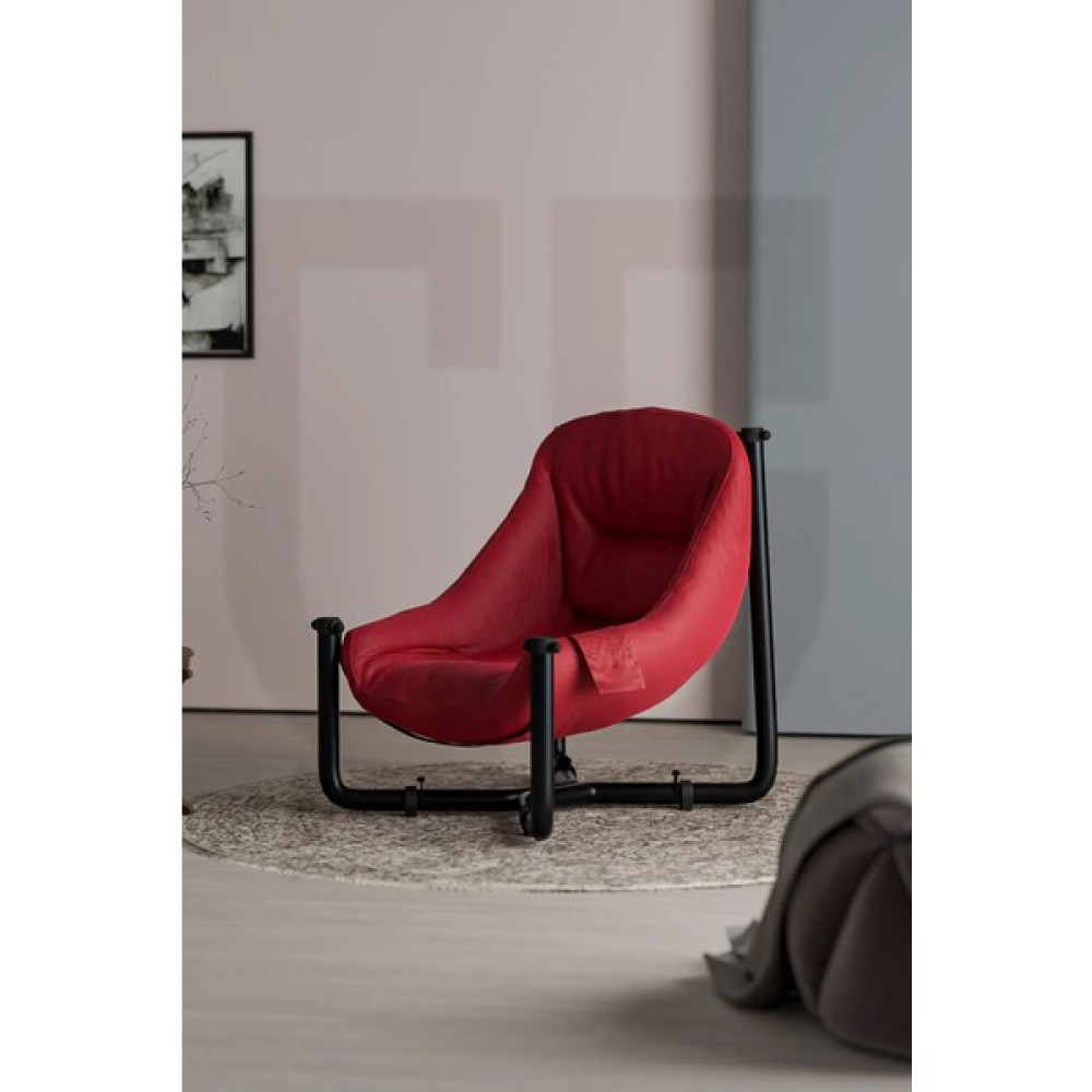 Çavdar Group Comfort Tekli Relax Koltuk Puf Minder Tek Kişilik Mini Rahat Koltuk - Kırmızı Bahçe Minderi Fiyatı