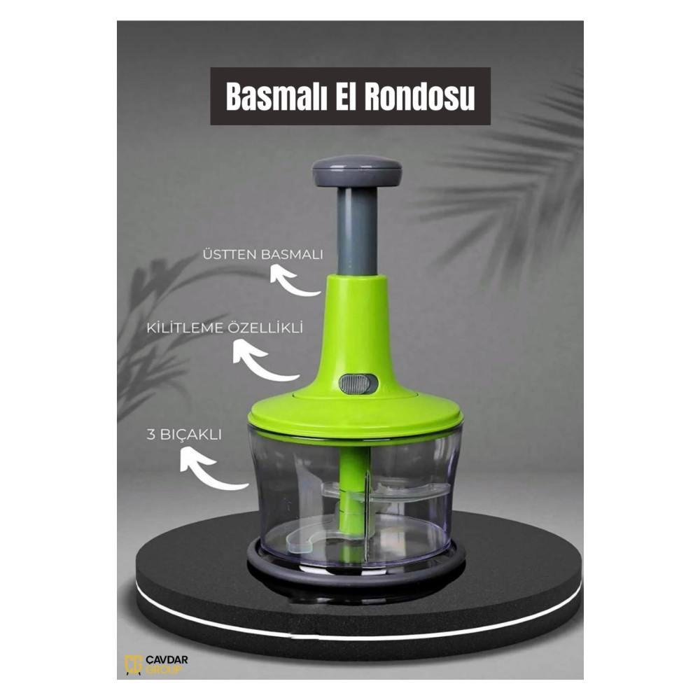 Çavdar Group Üstten Basmalı El Rondosu Pratik Doğrayıcı 3 Bıçaklı Özel Üretim El Robotu Doğrayıcılar / Rondolar Fiyatı