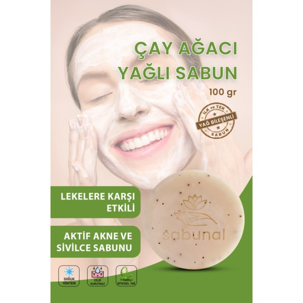 Çay Ağacı Yağlı Leke Sabunu Akne ve Aktif Sivilceli Ciltler Için Makyaj Yüz Temizleyici Arındırıcı Cilt Temizleme ve Peeling Fiyatı