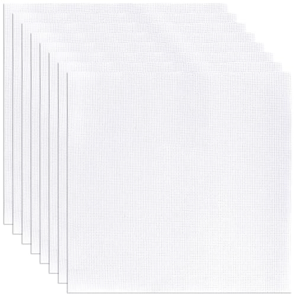 Caydo 10 x 10 Inch Aida Cloth, 8 Pieces 14 Count White Cross Stitch Cloth for Embroidery Projects and Handmade Needlework