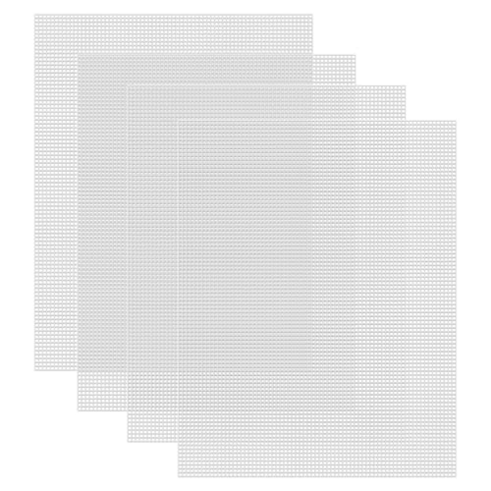 Caydo 4 Pieces 7 Count Plastic Canvas Sheets 10.5 x 13.5 Inch Plastic Mesh, Plastic Mesh Sheet, Eye Mesh for Embroidery, Acrylic Yarn Crafting, Knit Crochet Projects and Make Dividers