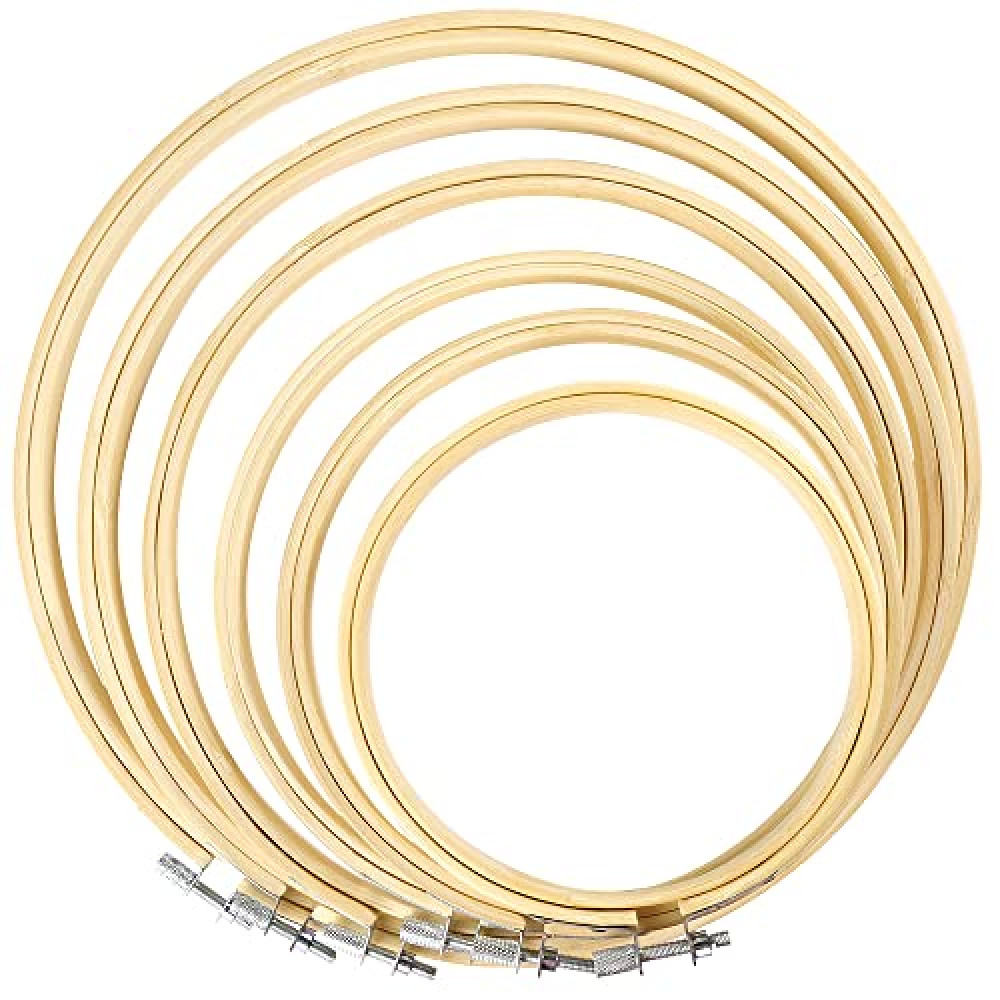 Caydo 6 Pieces Embroidery Hoop Set Circle Cross Stitch Hoop Ring 4 inch to 10 inch for Embroidery and Cross Stitch