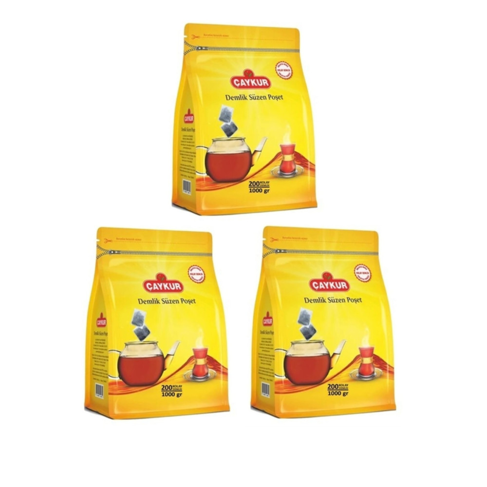 Çaykur 3 Adet Demlik Süzen Poşet Çay 5 Gr 200lü (toplam 3000 Gram) Çay Fiyatı