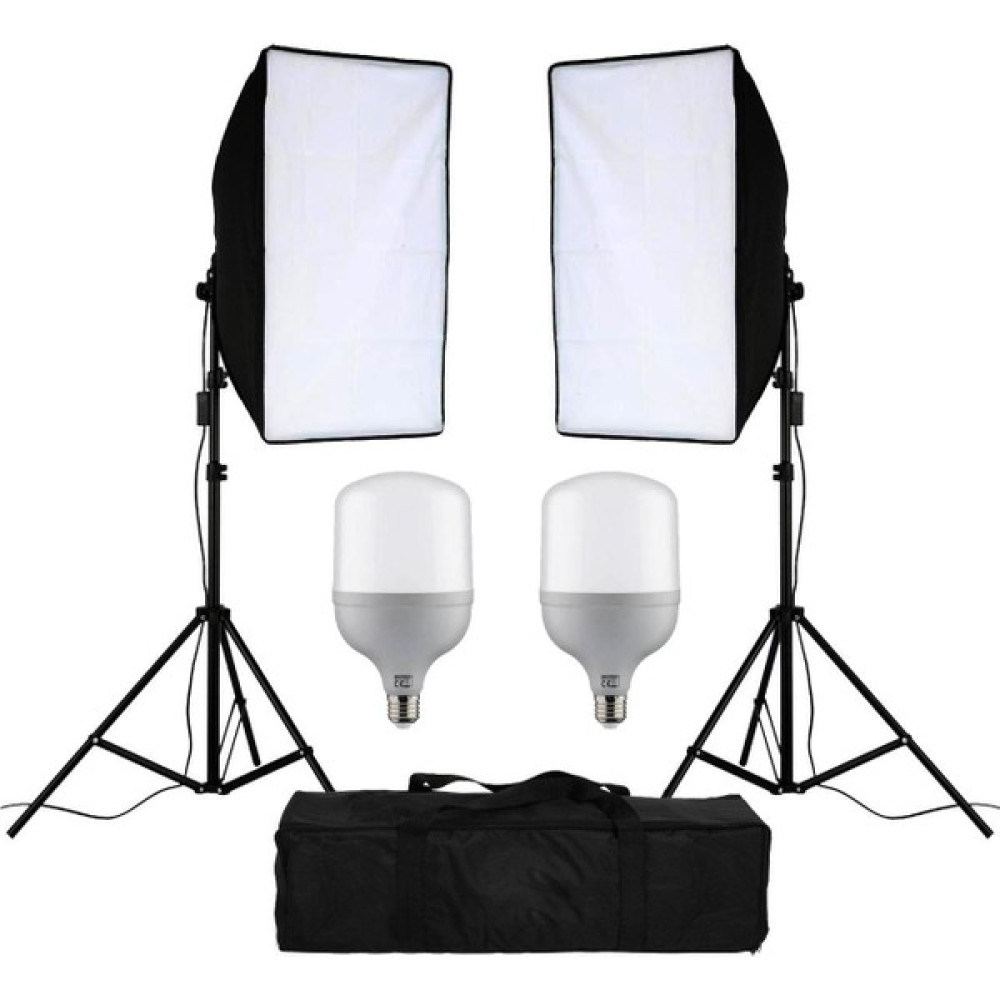 Cazip Shop Video Softbox Sabit Işık Seti Sürekli Işık 50X70 LED Işık 200 cm Ayak 2'li Set Video Kamera Aksesuarları Fiyatı