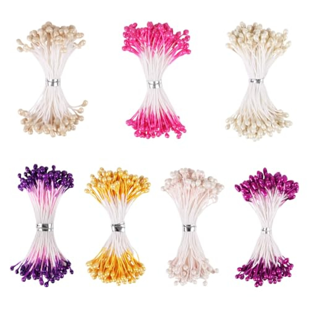 CCINEE 560pcs Flower Stamens for Crafts, 3mm Artificial Pearl Floral Pistil for Card Scrapbook Flower Buds Craft Making Decoratiaon DIY Floral Picks