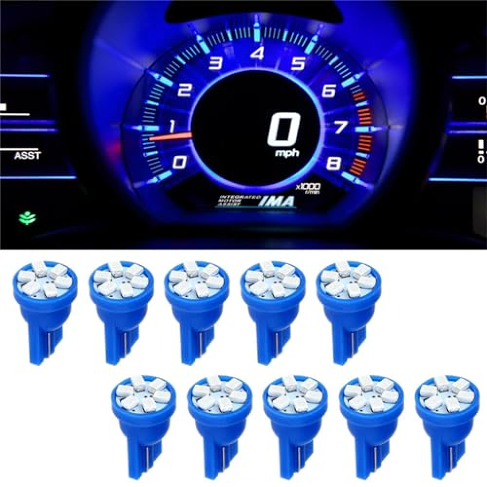 cciyu 10X Super Blue Wedge Side T10 6SMD LED Speedometer Instrument Light 192 194 168