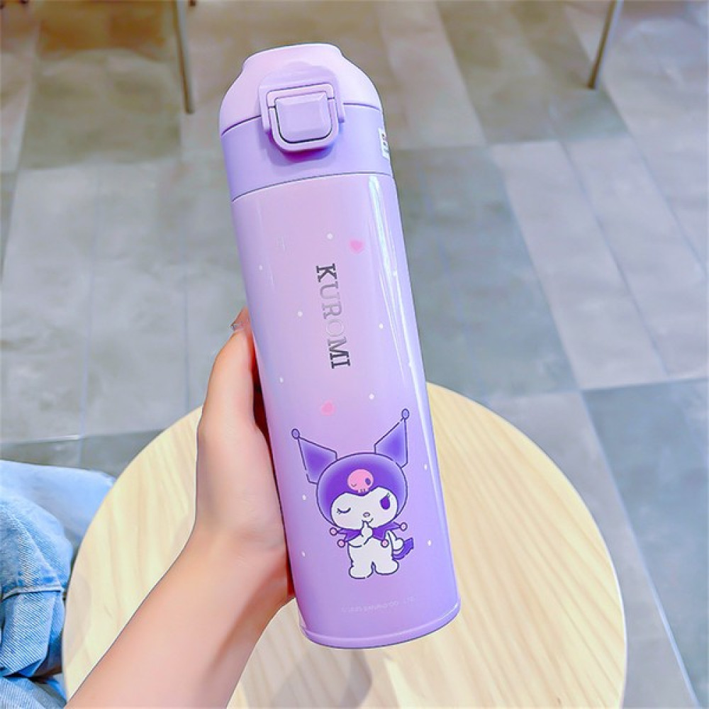 CCmoo Pretty Sanrio Gullo Kuromi Çocuk Termos Kupası Kız Paslanmaz Çelik 316 Düz Içme Kupası Öğrenci Okul Özel Su Isıtıcısı Kulomi Mor #500ML (Yurt... Suluk Fiyatı