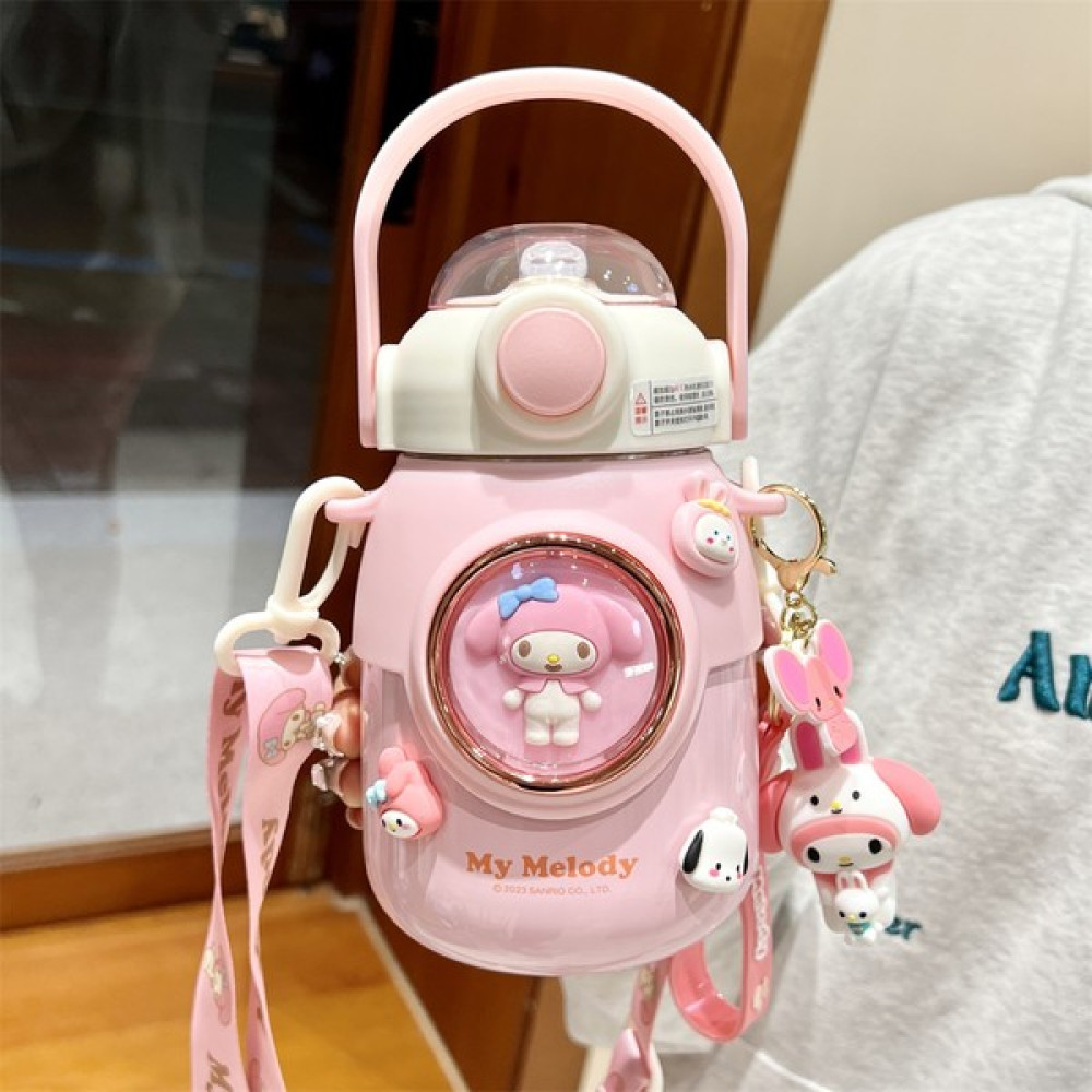 CCmoo Pretty Sanrio Kuromi Okul Için Çocuk Termosu, Kızlar Için Sevimli Pipetli Bardak, Sevimli Büyük Göbekli Su Bardağı, Melodi + Üç Boyutlu Dekor... Suluk Fiyatı