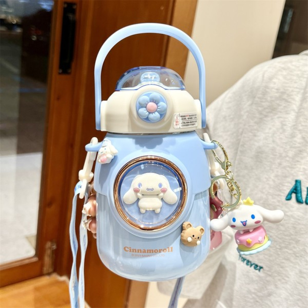 CCmoo Pretty Sanrio Kuromi Okul Için Çocuk Termosu, Kızlar Için Sevimli Pipetli Bardak, Sevimli Büyük Göbekli Su Bardağı, Tarçınlı Köpek + Üç Boyut... Suluk Fiyatı