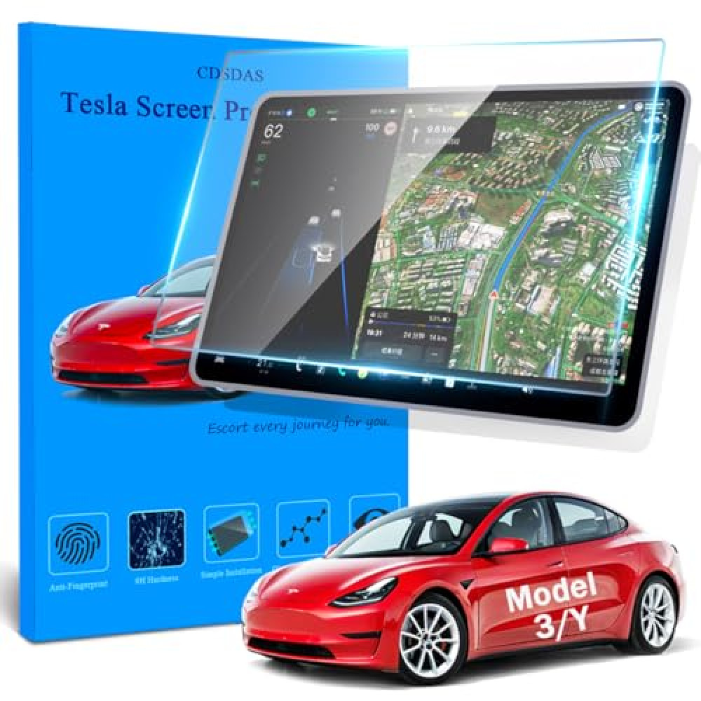 CDSDAS Tempered Glass Screen Protector Tesla Model Y/3 Screen Protector Accessories 2024 2025– 15" Matte 9H Tempered Glass, Anti-Glare, Easy Install Fits Y (2025-2020) & 3 (2023-2017)