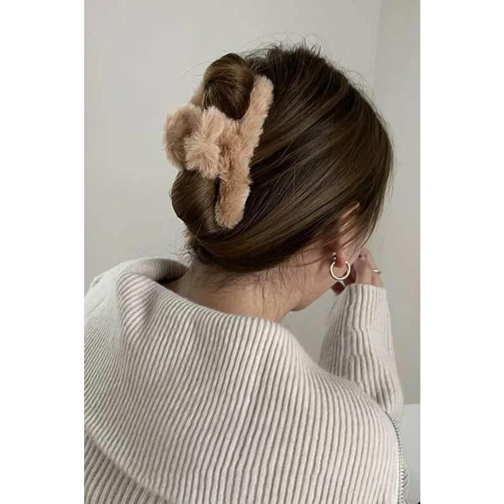 C&E Design Kadın Kahve Peluş Xl Mandal Toka Toka, Taç & Saç Bandı Fiyatı