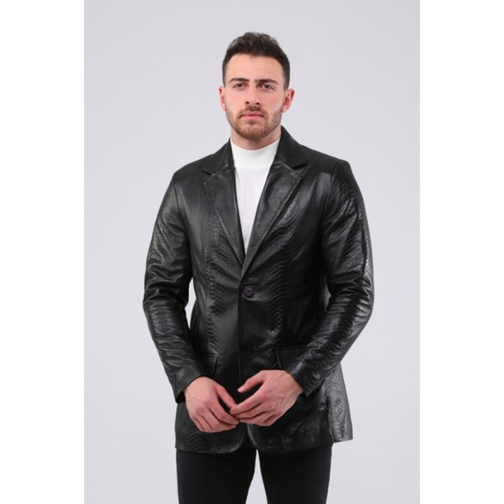CE-YIL Erkek Hakiki Deri Yılan Baskı Blazer Ceket Erkek Ceket Fiyatı