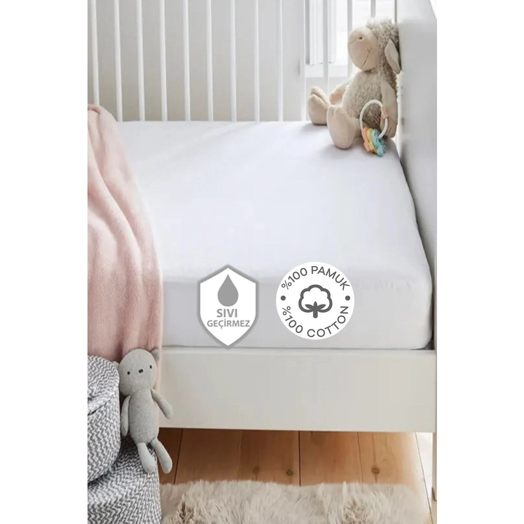 Cebhay %100 Pamuklu Sıvı Geçirmez Bebek ve Çocuk Yatak Koruyucu Alez, Park Beşik, Kreş Anaokulu Alezi - 70 x 110 cm - Beyaz Bebek Oyun Parkı & Beşikleri Fiyatı