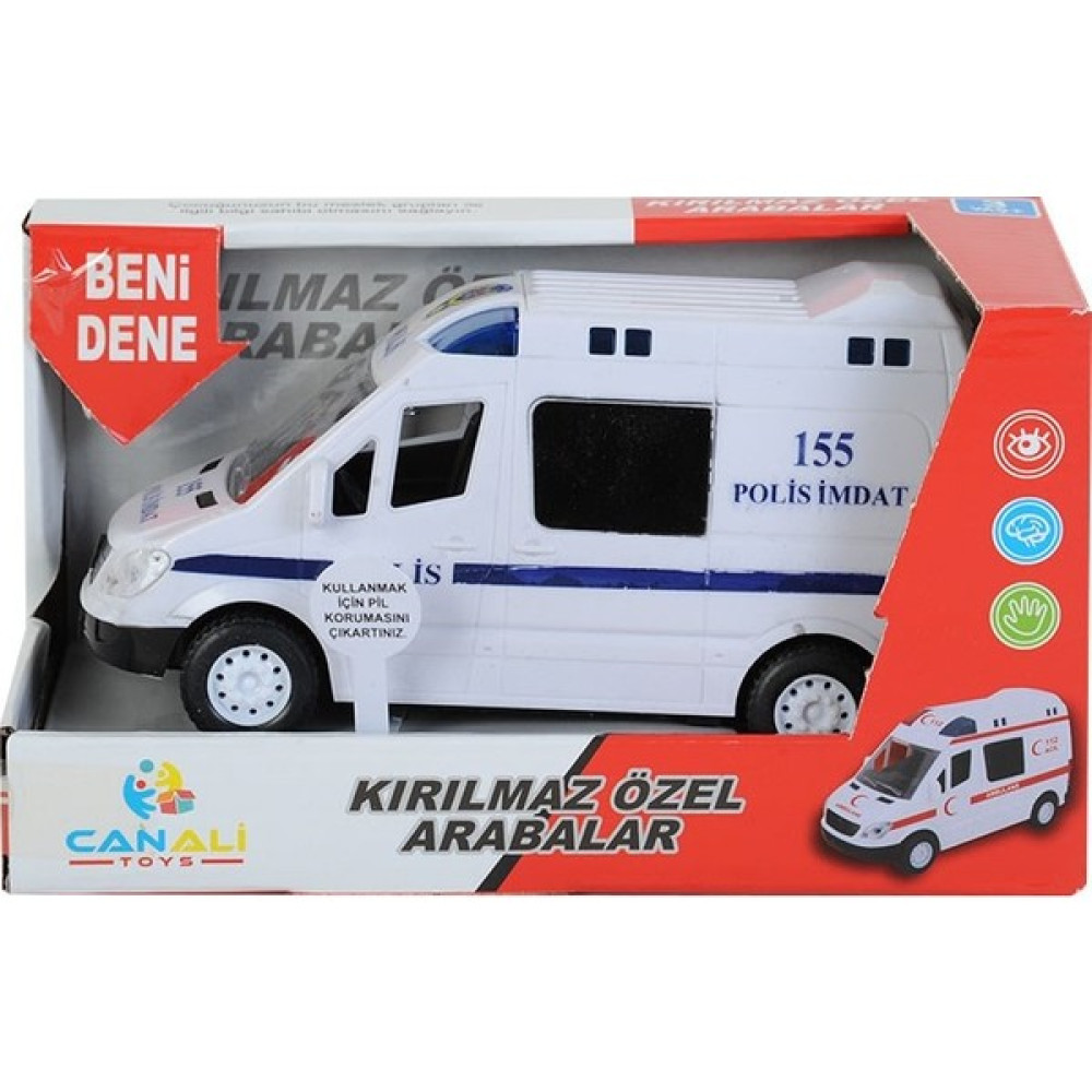 Çebi Toys Işıklı Sesli Pilli Polis Imdat Minibüs - Beyaz Oyuncak Araç Fiyatı