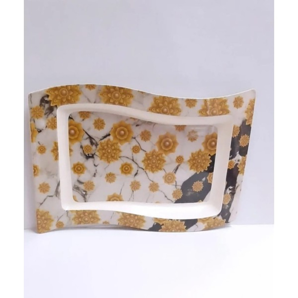 Çeçen Home Freya Melamin 42X27 cm Çay Tepsisi 6 Kişilik - Sarı Servis Tepsisi Fiyatı