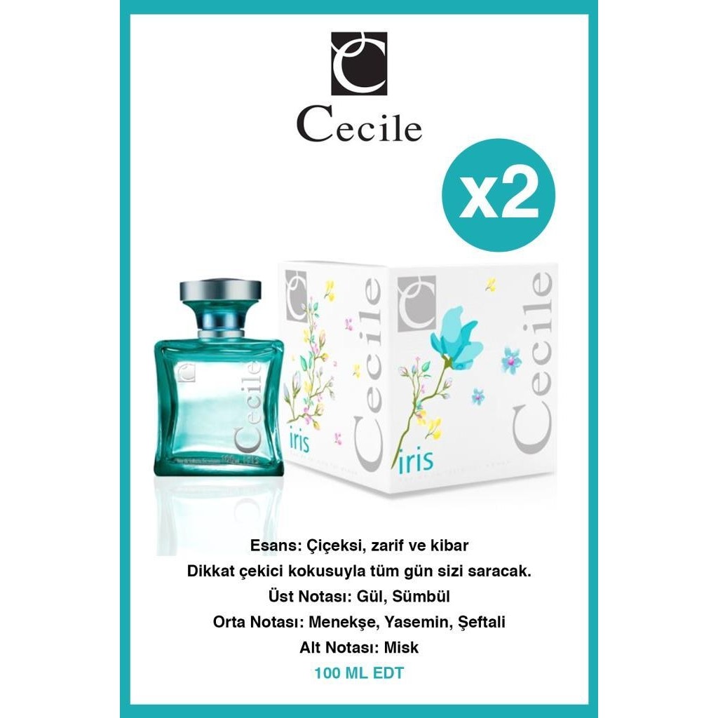 Cecile Cecile ıris Başdöndüren Koku Kalıcı Etki Bayan Parfüm Seti Edt 100ML X2 - 100 ml - 1 Parfümler Fiyatı