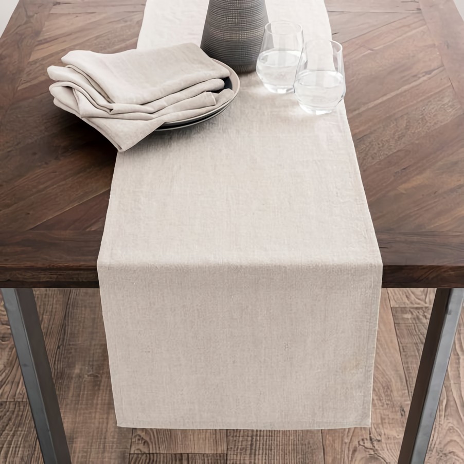 Cedi Runner Masa Örtüsü Organik Kırık Beyaz Keten Runner 40 x 150 cm - Beyaz - Bej Diğer Fiyatı