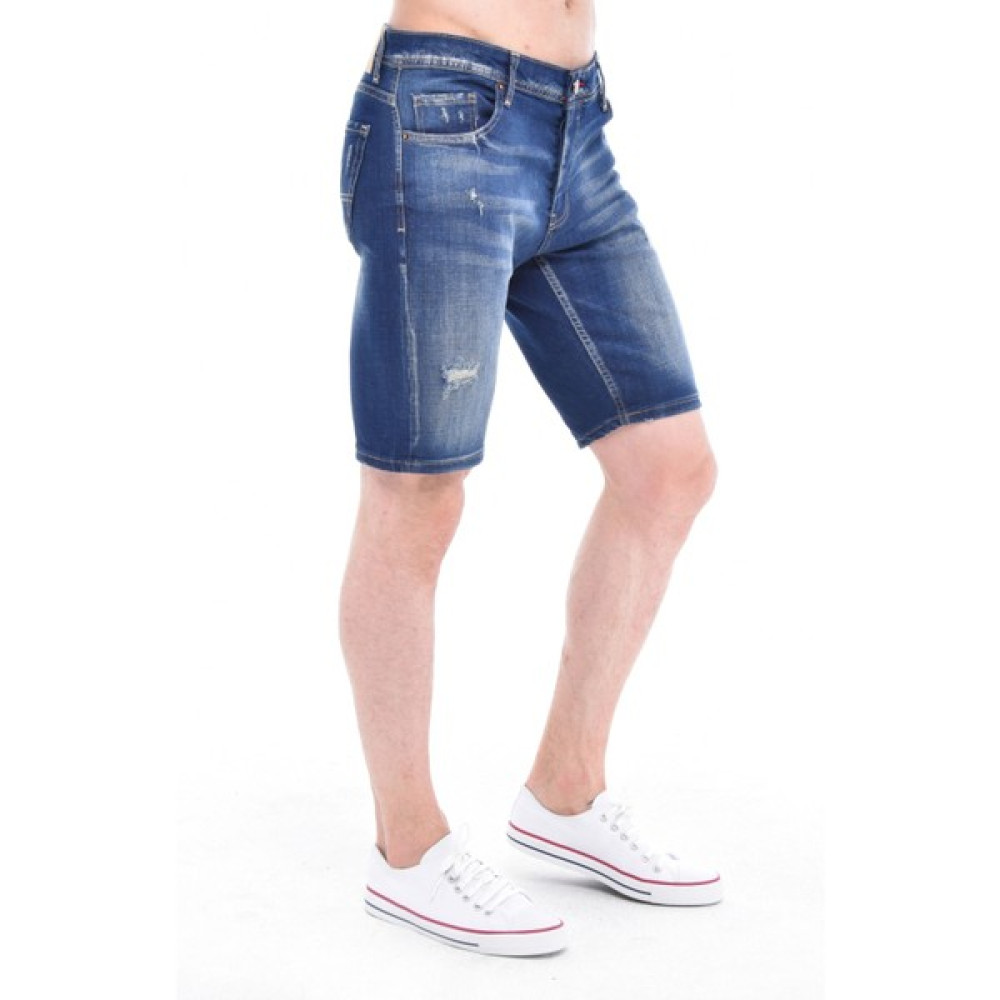 Cedy Denım Erkek Sinop Mavi Yıpratmalı Kot Şort Slim Fit Jean Şort C342 Erkek Şort Fiyatı