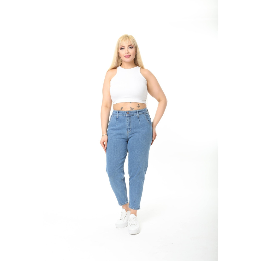 CEDY DENIM Kadın Kar Yıkama Büyük Beden Pileli Mom Jean Pantolon 42 Beden Giyim & İç Giyim Fiyatı
