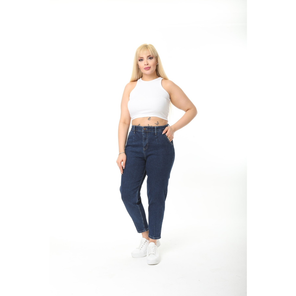 CEDY DENIM Kadın Lacivert Büyük Beden Pileli Mom Jean Pantolon 46 Beden Giyim & İç Giyim Fiyatı