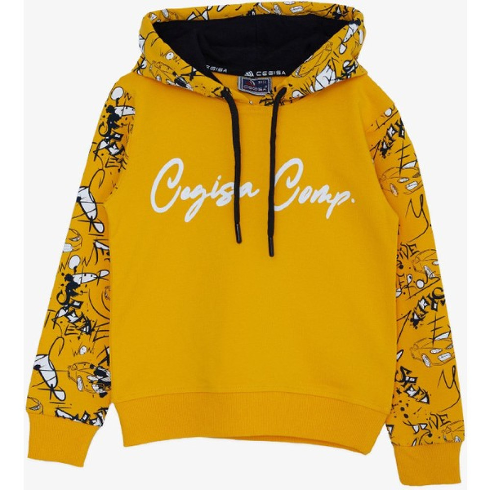 Cegisa Breeze Girls & Boys Erkek Çocuk Sweatshirt Kolları Kapüşonu Desenli Bağcıklı Yazzı Baskılı 2-5 Yaş, Hardal Sarı Erkek Çocuk Sweatshirt Fiyatı