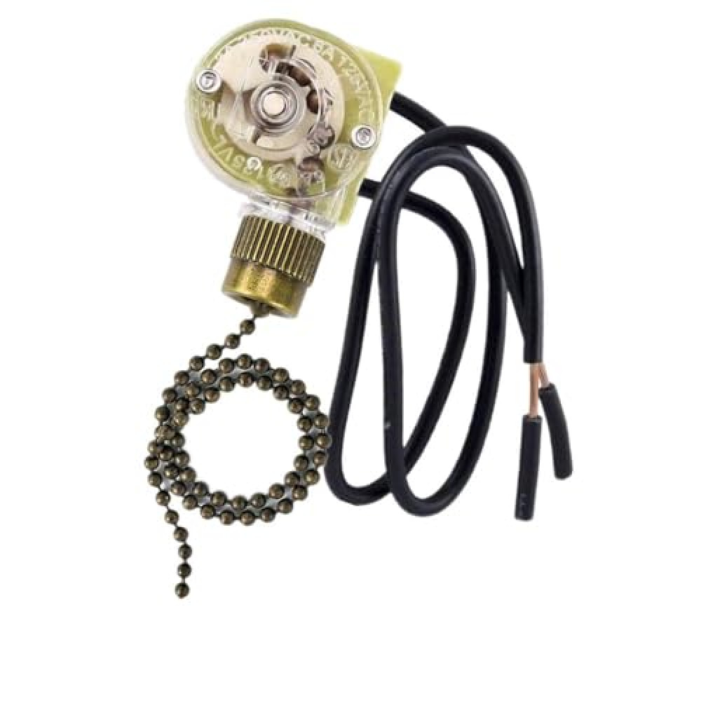 Ceiling Fan Light Switch Zing Ear Pull Chain ZE-109 Fan Light Switch, On-Off Speed with Pull Chain Compatible with Ceiling Fans, Lamps and Wall Lights (1, Bronze)