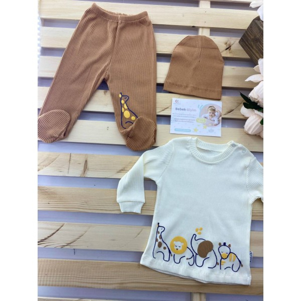 Çekik Bebek Erkek Bebek Bereli Patikli %100 Pamuklu Takım Bebek Giysi Takım Fiyatı