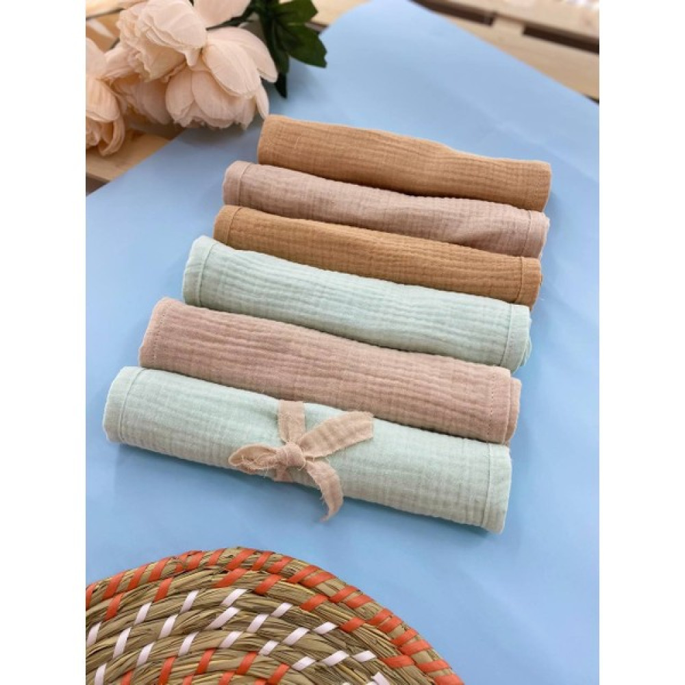 Çekik Bebek Muslin Kumaş Bebek Ağiz Mendili Çift Katlı 6li Organik Kumaş Bebek Ağiz Mendili - Renkli Bebek Giyim-Tekstil Fiyatı