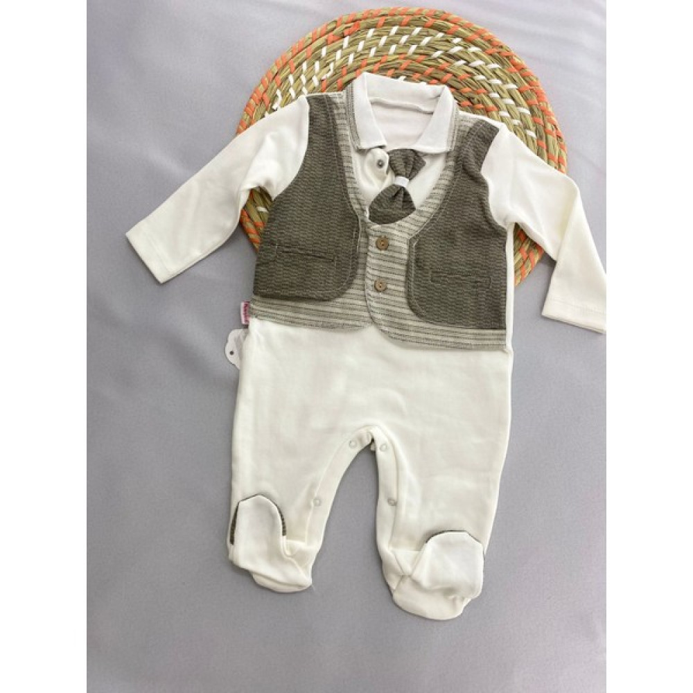 Çekik Bebek Yelekli Kravatlı Interlok Bebek Uyku Tulum Bebek Tulumu Fiyatı
