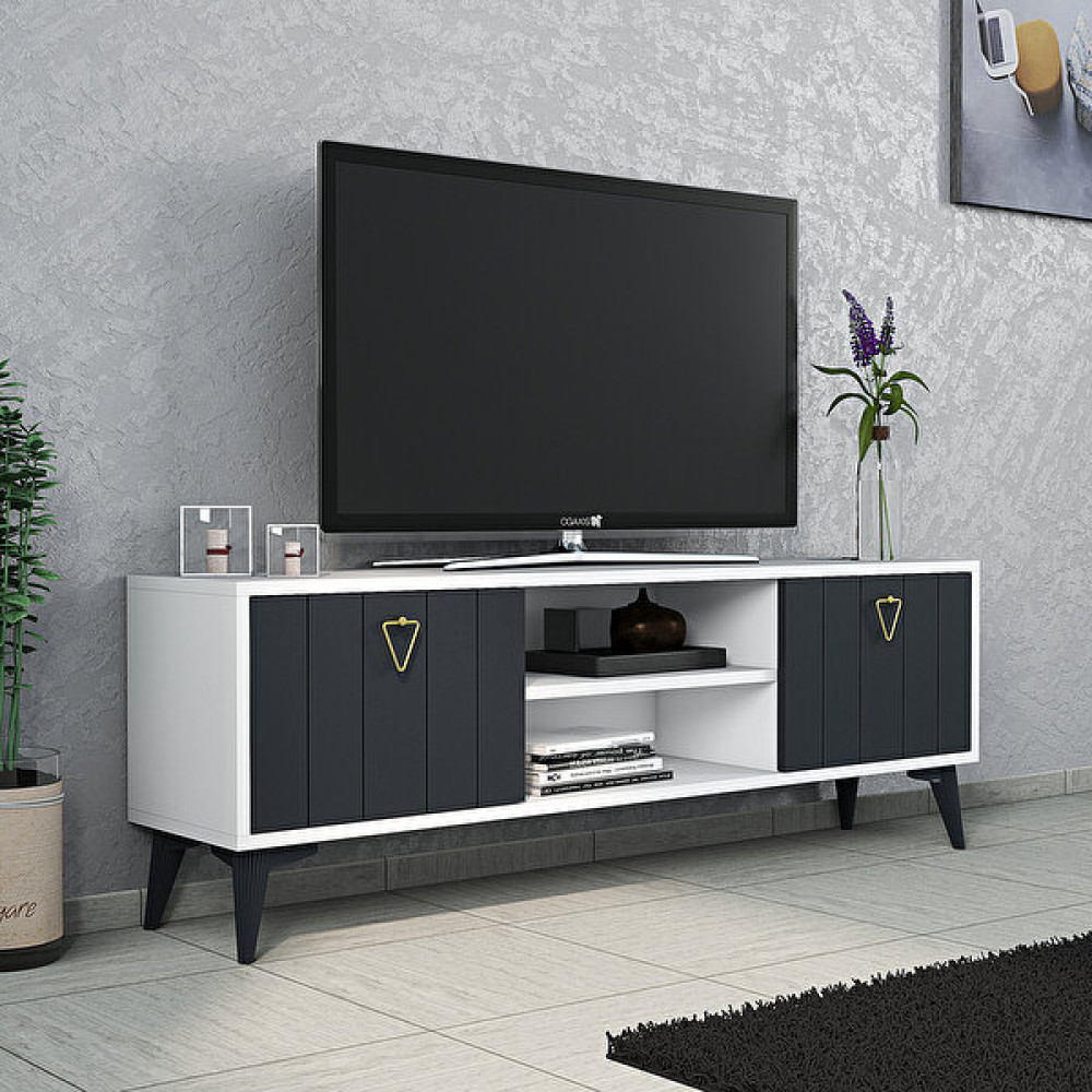 Cekimob 140 CM TV ÜNİTESİ LAZER DESENLİ KAPAK BEYAZ-ANTRASİT - Beyaz - Antrasit Tv Ünitesi / Sehpası Fiyatı