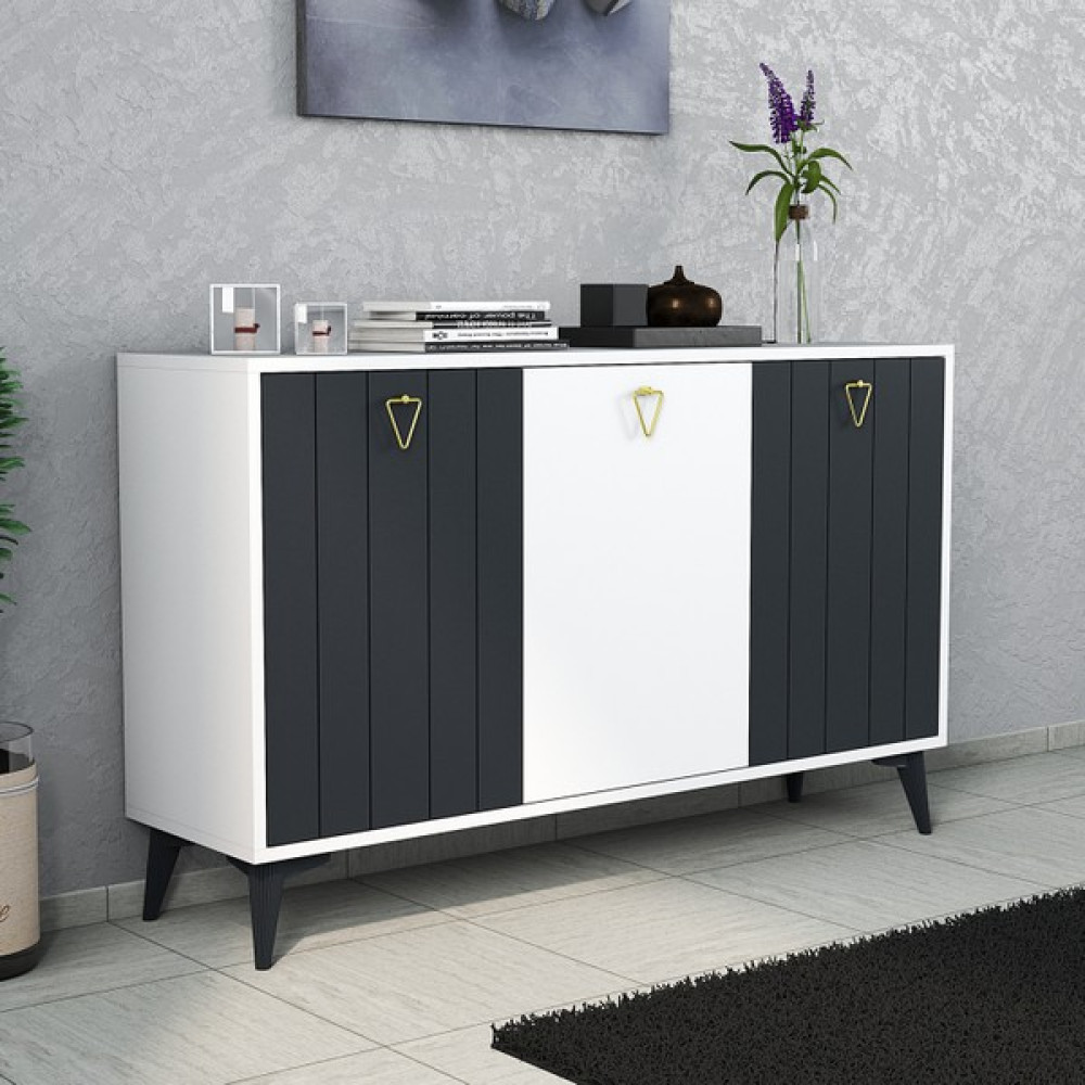 Cekimob Novada Konsol - 130 cm - Antrasit - Beyaz Konsol Mobilya Fiyatı