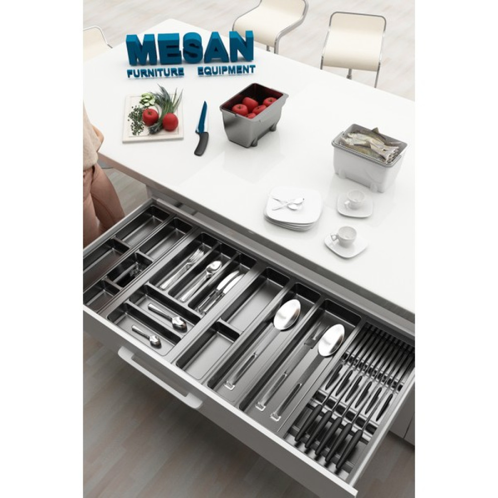 Çekmece Içi Kaşıklık ve Bıçaklık Düzenleyici Antresit, 104X48 Yandan ve Boydan 4cm Kesilebilir - Kaşıklık+Bıçaklık - Antrasit Pratik Mutfak Gereçleri Fiyatı