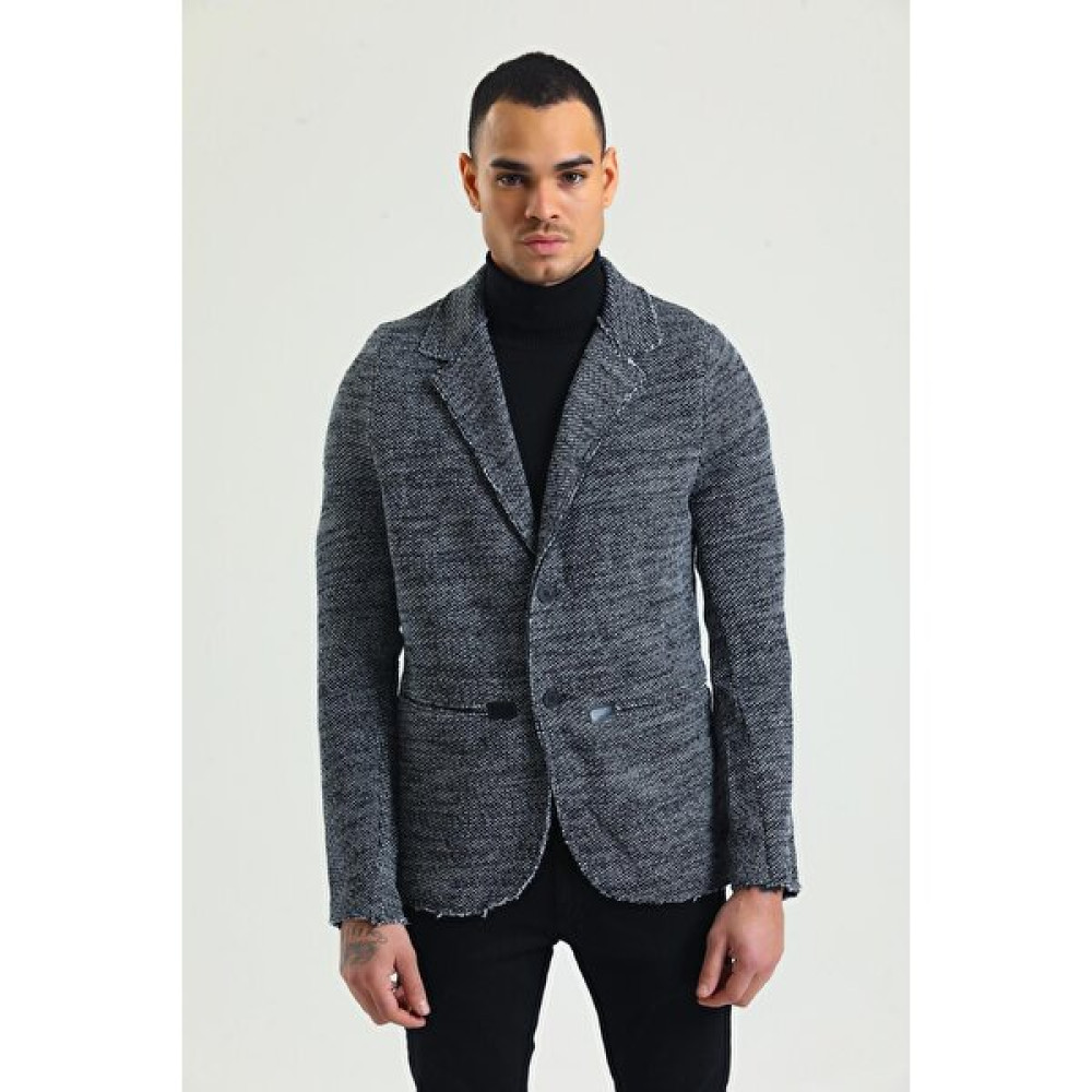 Cekmon Erkek Siyah Beyaz Regular Fit Cepli Düğmeli Astarsız Blazer Rahat Spor Ceket Erkek Ceket Fiyatı