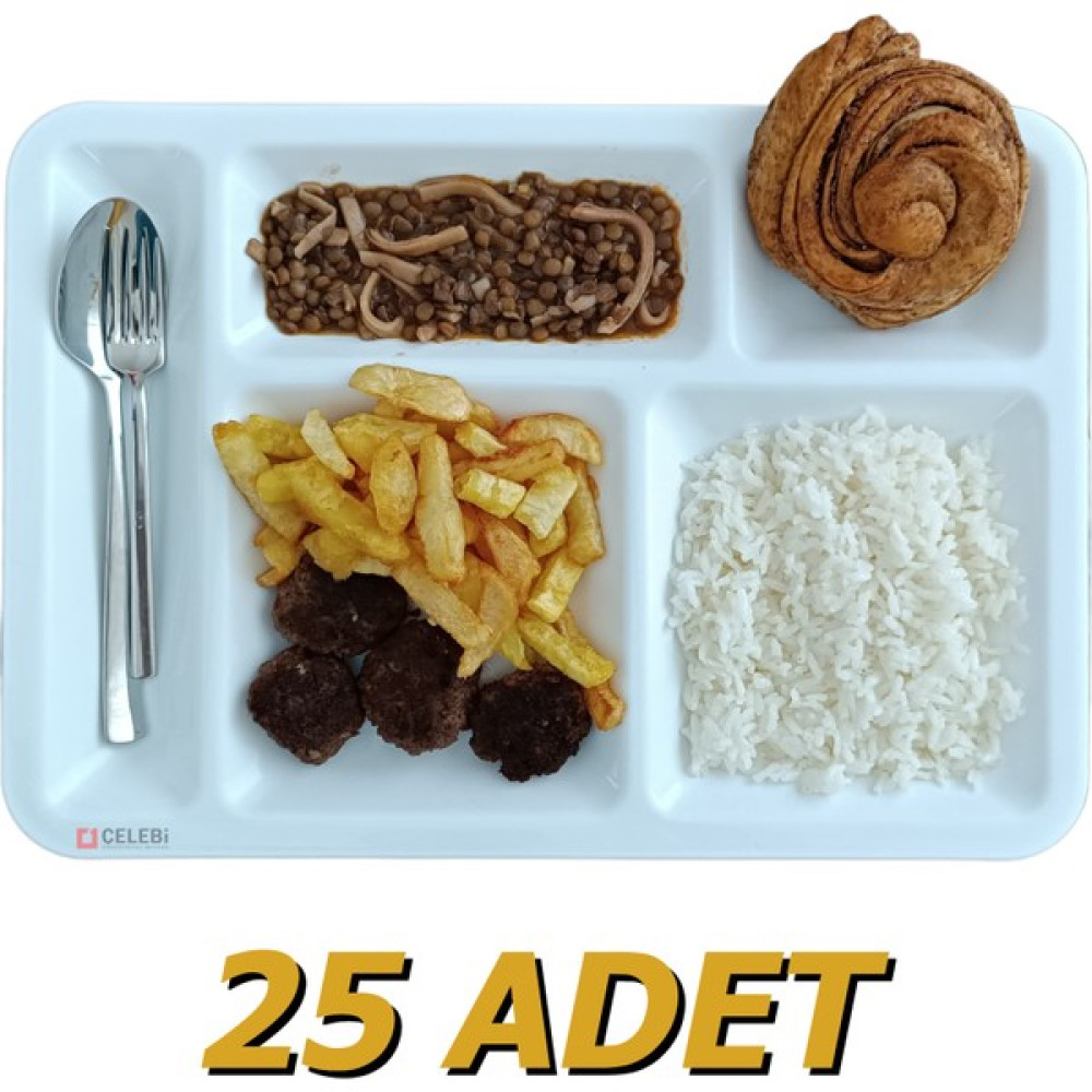 Çelebi Endüstriyel Mutfak Tabldot Bölmeli Servis Tabağı - Plastik Yemek Tepsisi 25'li Mutfak Gereçleri Fiyatı