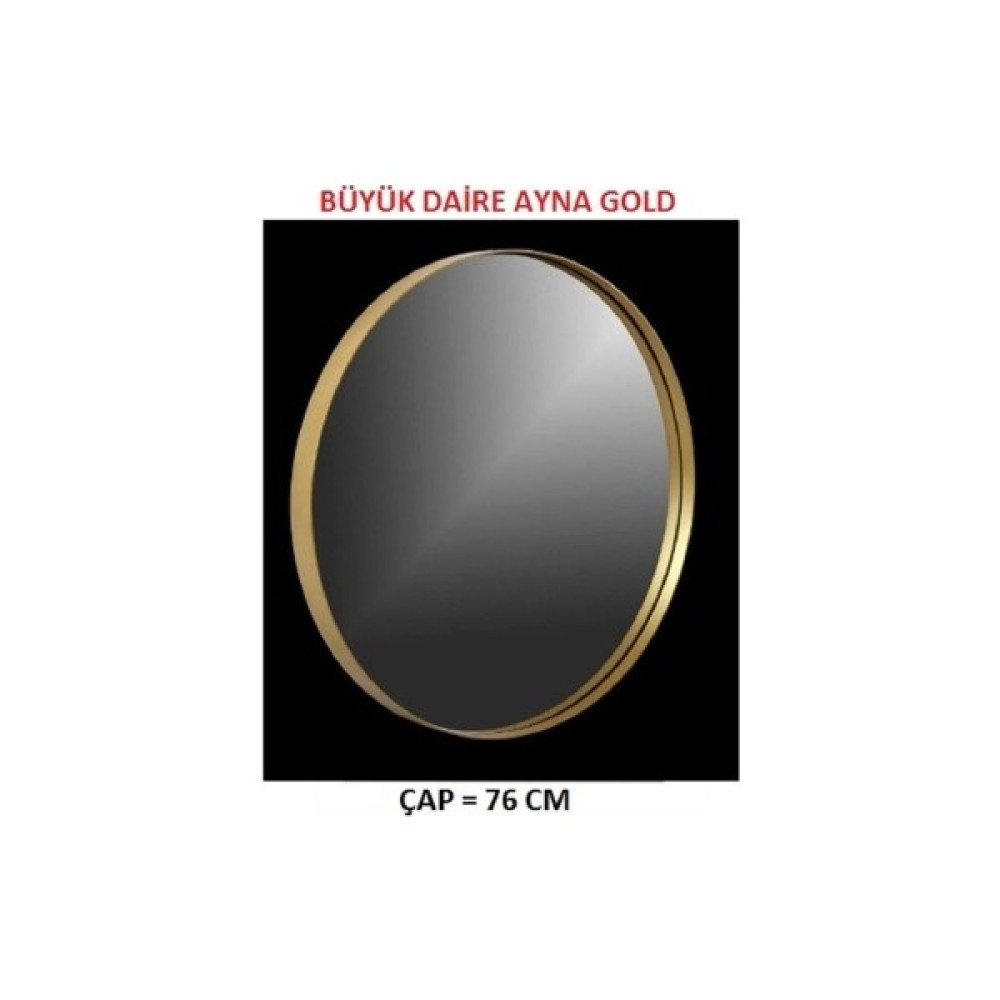 Çelebi Metal Çerçeveli Dekoratif Duvar Aynası ( Büyük Daire Ayna Gold) Ayna Fiyatı