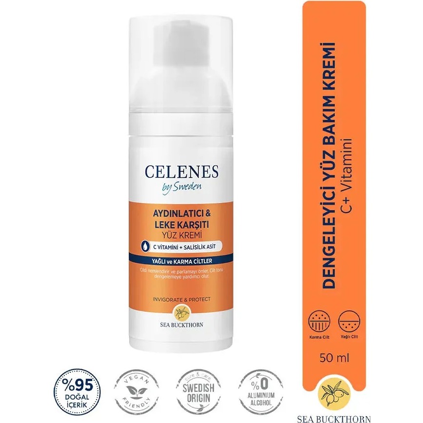 Celenes By Sweden Aydınlatıcı ve Dengeleyici Sea Buckthorn Yüz Kremi Yağlı ve Karma Ciltler 50 ml Nemlendiriciler Fiyatı