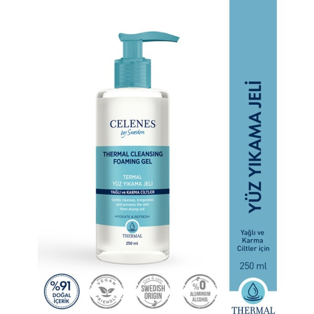 Celenes By Sweden Termal Yüz Yıkama Jeli Yağlı ve Karma Ciltler. Cilt Temizleme ve Peeling Fiyatı