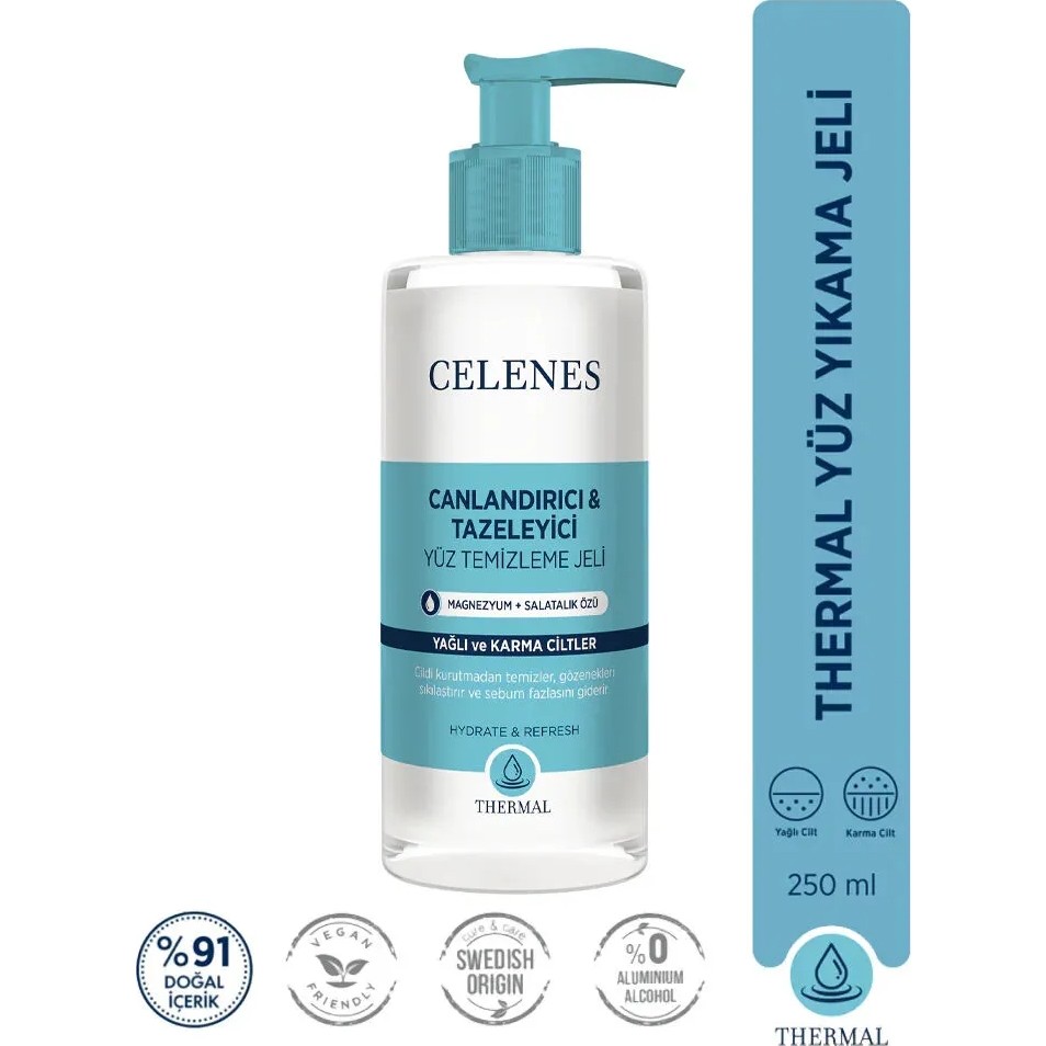Celenes By Sweden Thermal Temizleme Jeli 250 ml Yağlı ve Karma Ciltler İçin Arındırıcı Etki Diğer Fiyatı
