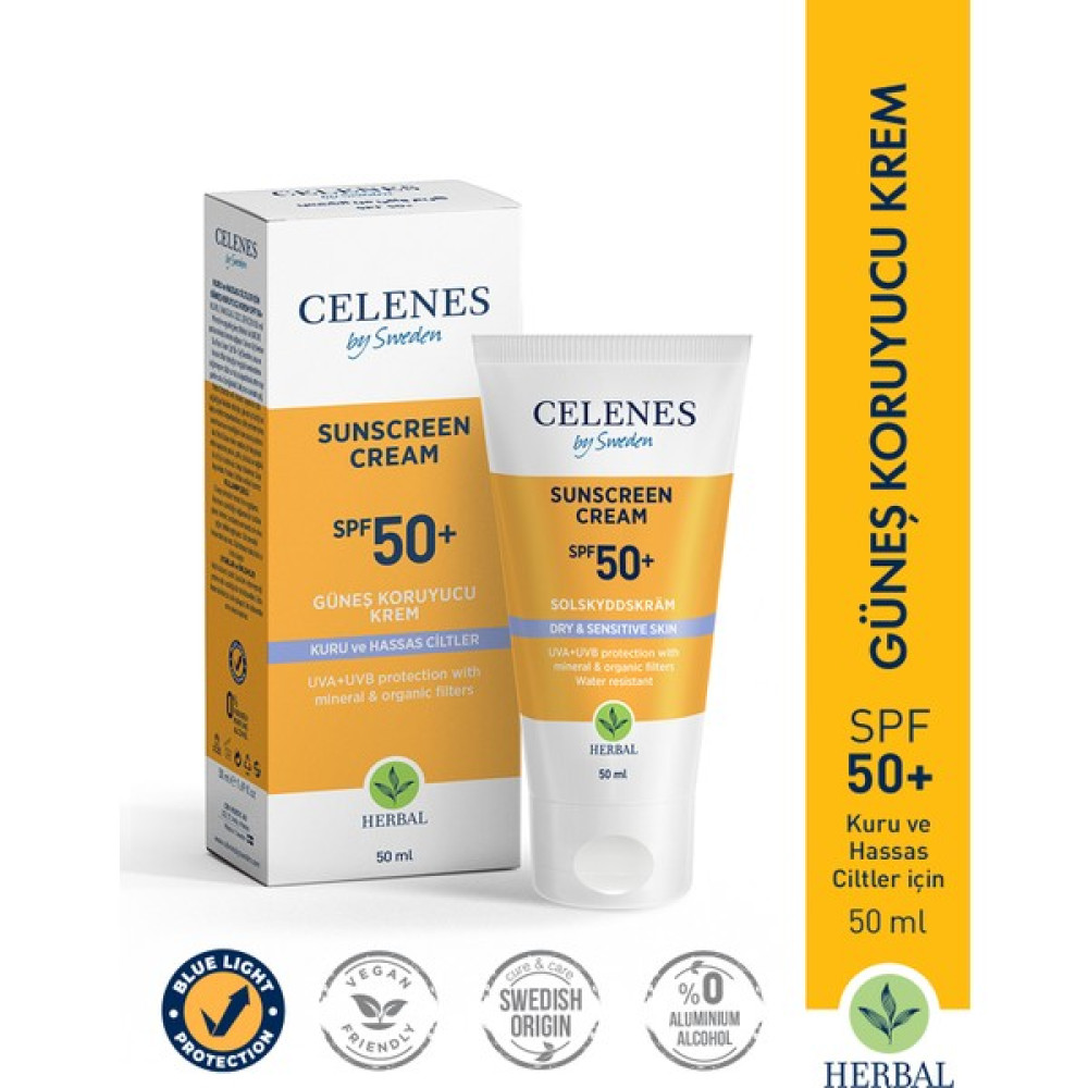 Celenes Herbal Güneş Kremi Kuru ve Hassas Ciltler 50 Spf 50 ml Güneş Kremleri ve Losyonları Fiyatı