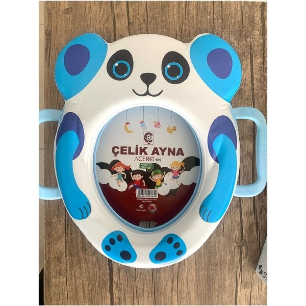 Çelik Ayna 189 Figürlü Tutmalı Çocuk Klozet Kapağı - Beyaz - Mavi Klozet Adaptörü Fiyatı