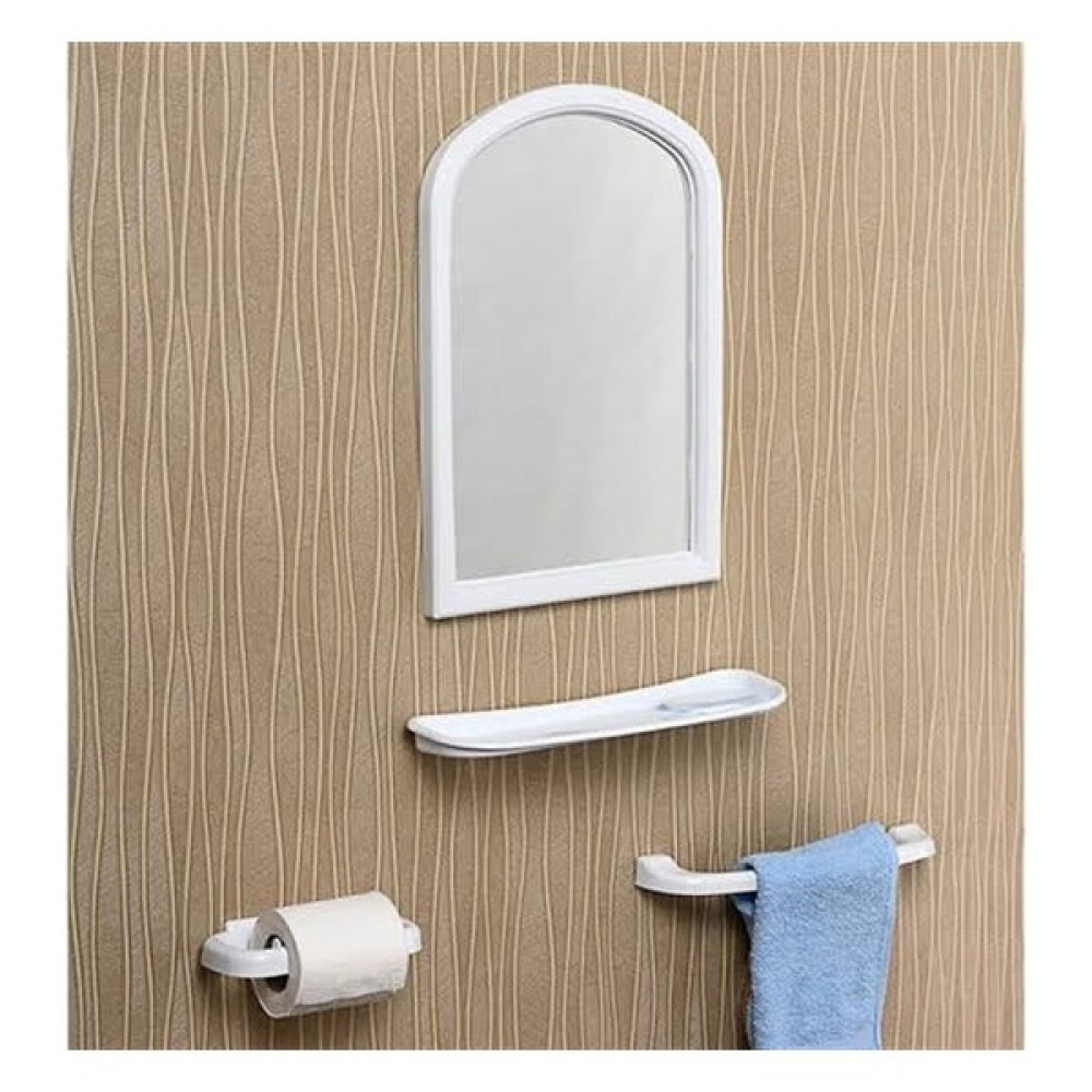Çelik Ayna Banyo Ayna Takımı (Beyaz) - Beyaz Banyo Aynası Fiyatı