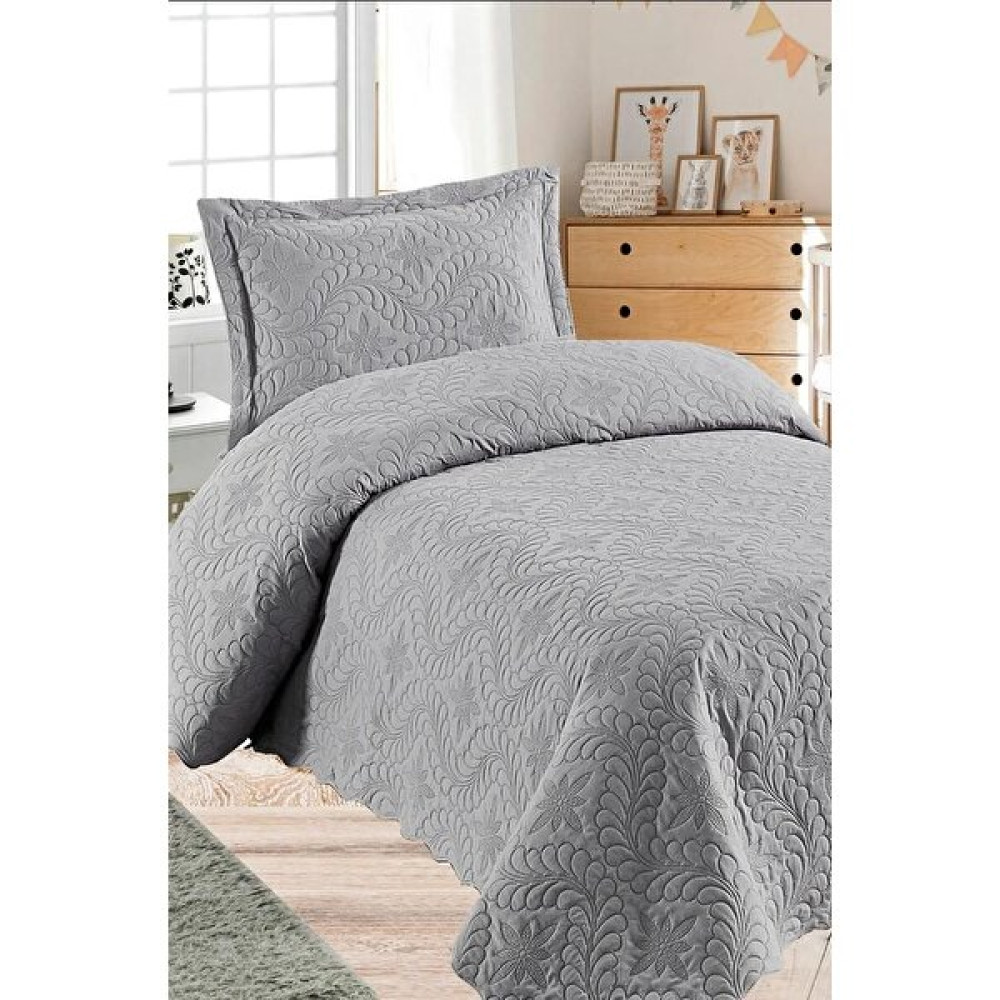 Çelikay Örtüm Daisy Tek Kişilik Microfiber Kapitone Yatak Örtüsü 175X250 - 175 x 250 cm - Gri Yatak Örtüsü Fiyatı