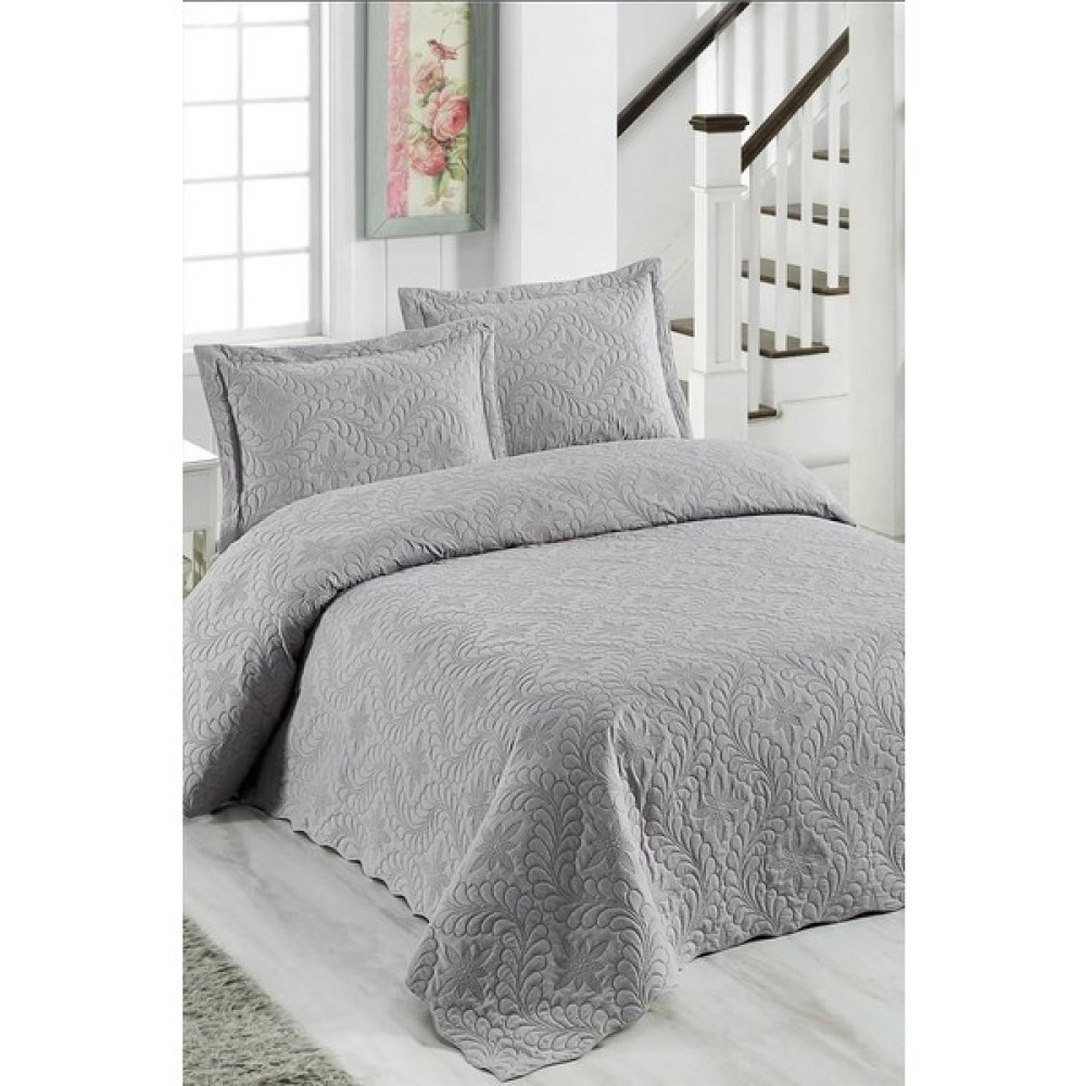 Çelikay Örtüm Otantik Çift Kişilik Microfiber Kapitone Yatak Örtüsü 250X260 - 240 x 260 cm - Gri Yatak Örtüsü Fiyatı
