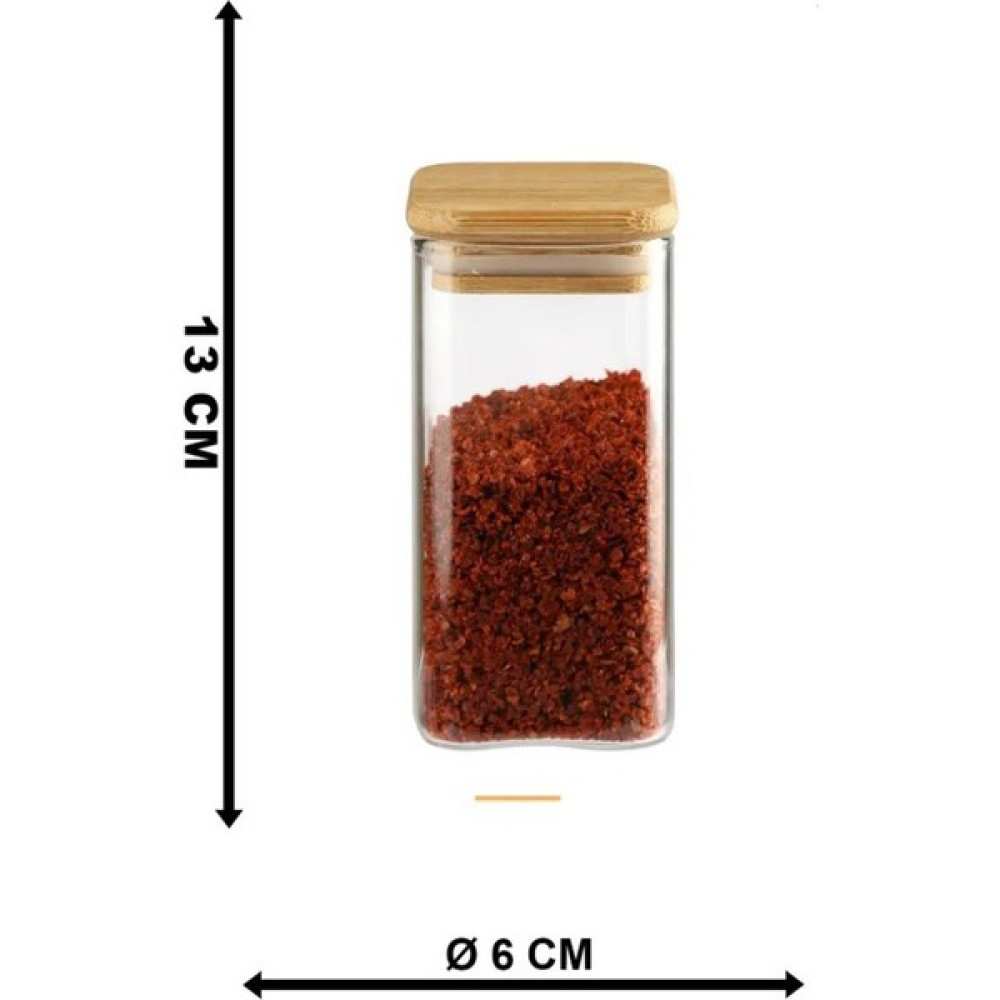 Çelikay Yakut 350ML Kare Bambu Kapaklı Cam Kavanoz 1 Adet Saklama Kapları Fiyatı