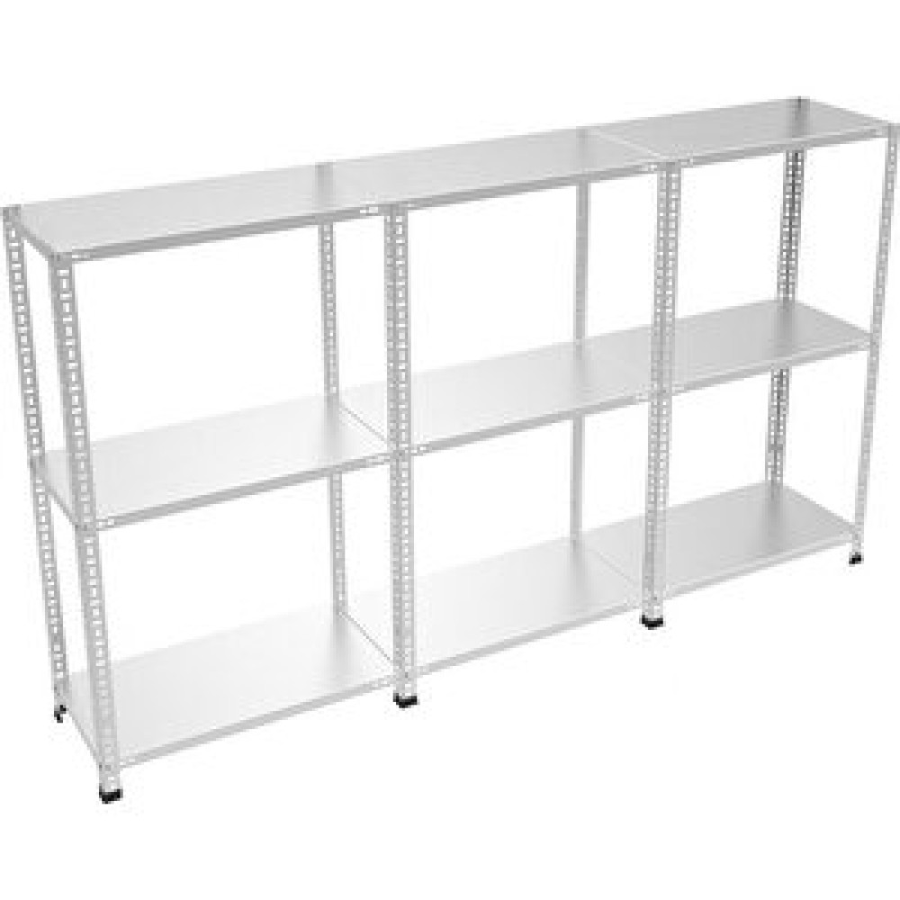 ÇelikRafBurada ®3 Katlı  3 Lü Bitişik Çelik Raf Galvaniz Raf Arşiv Rafı Depo Rafı  Kiler Rafı 43x75x100 Dx51 Kalite 43x75x100 cm İşçi Dolapları Fiyatı