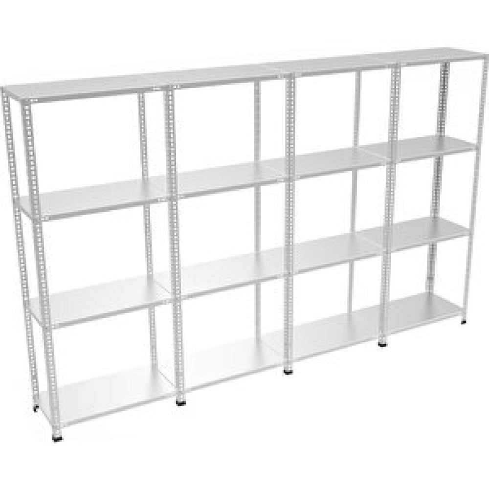 ÇelikRafBurada ®4 Katlı 4 Lü Bitişik Çelik Raf Galvaniz Raf Arşiv Rafı Depo Rafı Kiler Rafı 59x75x150 Dx51 Kalite 59x75x150 cm İşçi Dolapları Fiyatı