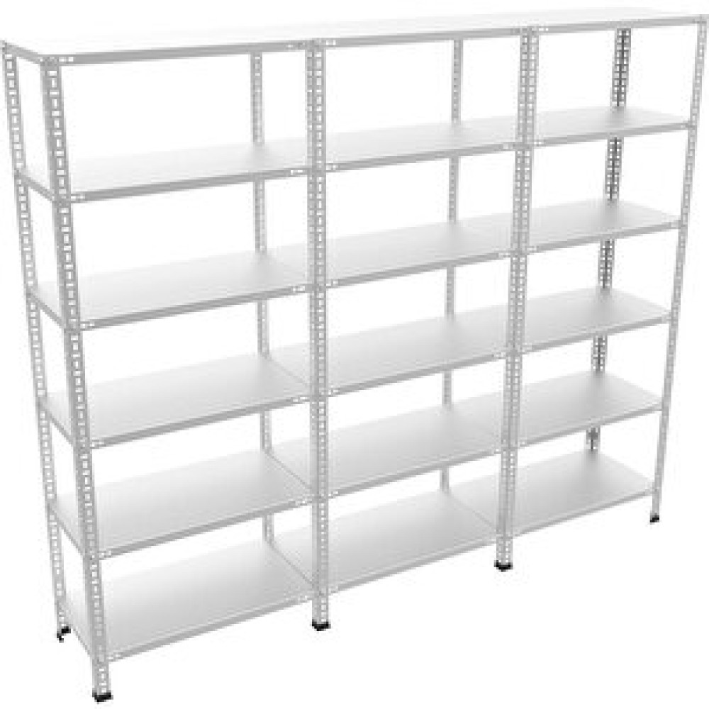 ÇelikRafBurada ®6 Katlı 3 Lü Bitişik Çelik Raf Galvaniz Raf Arşiv Rafı Depo Rafı Kiler Rafı 43x60x200 Dx51 Kalite 43x60x200 cm İşçi Dolapları Fiyatı