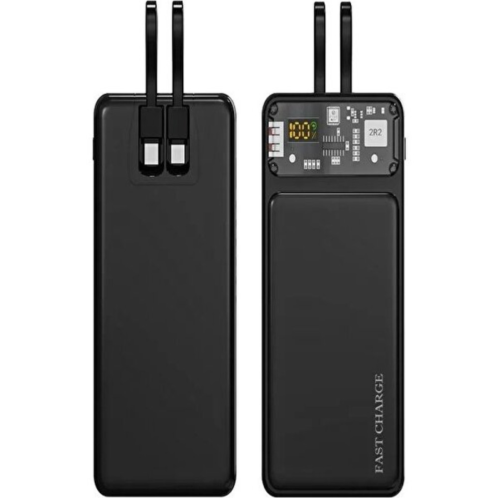 Çelikwork 10.000MAH Lightning & Type-C Kablo Pd 22.5WATT Transparan Powerbank - Siyah Taşınabilir Şarj Cihazı - Powerbank Fiyatı