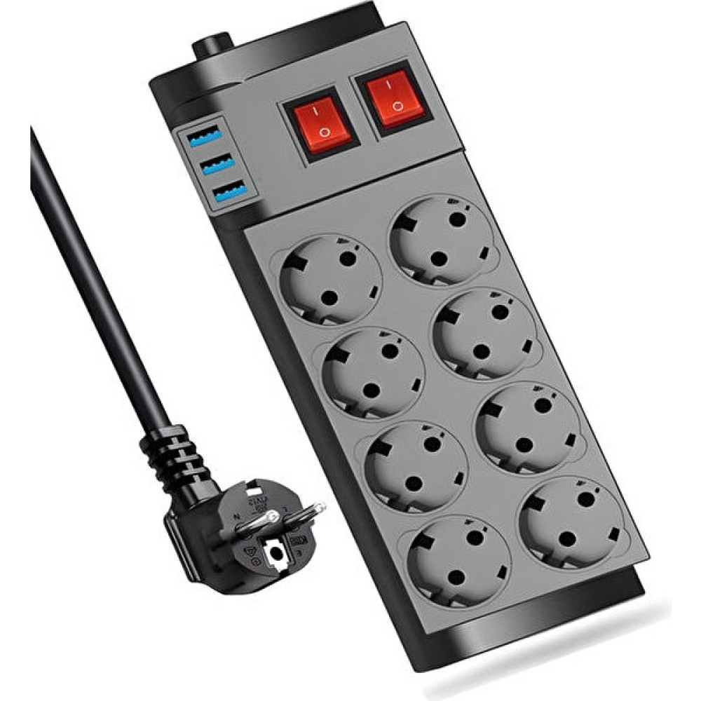 ÇELİKWORK 4000W, 16A, Akım Korumalı Priz 8 x Priz, 3 x Usb, 2 mt Kablo, Çoklayıcı - Siyah Prizler Fiyatı